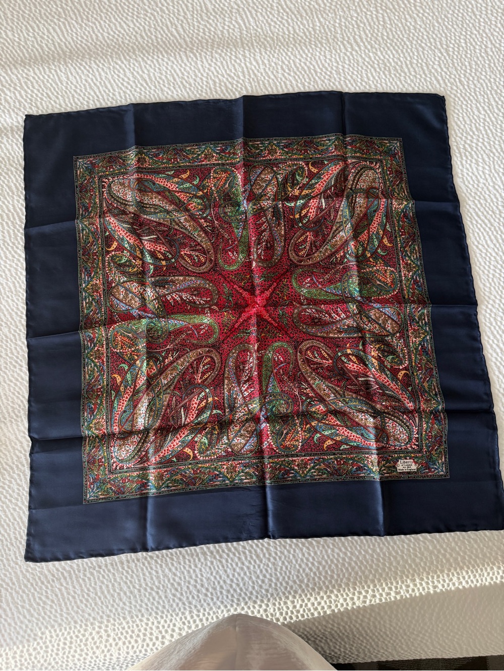 Liberty of London Silk Scarf Navy Paisley 26x26